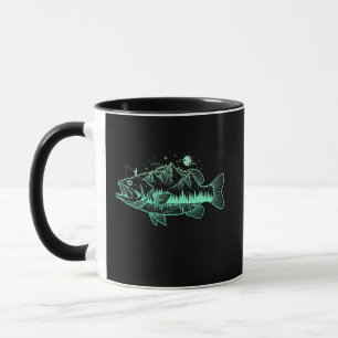 Mitternachts-Barschangeln-Wildnis-Doppelbelichtung Tasse