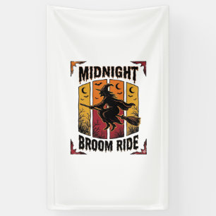Mitternachts Besenfahrt Vintage Hexe Halloween Gra Banner