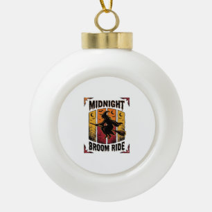 Mitternachts Besenfahrt Vintage Hexe Halloween Gra Keramik Kugel-Ornament