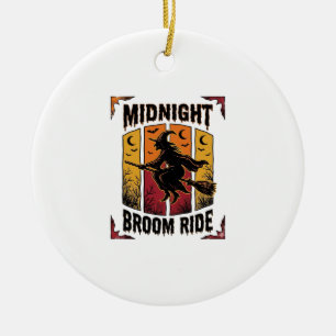 Mitternachts Besenfahrt Vintage Hexe Halloween Gra Keramik Ornament