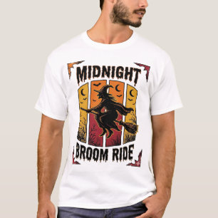 Mitternachts Besenfahrt Vintage Hexe Halloween Gra T-Shirt