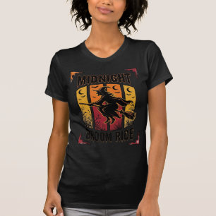 Mitternachts Besenfahrt Vintage Hexe Halloween Gra T-Shirt