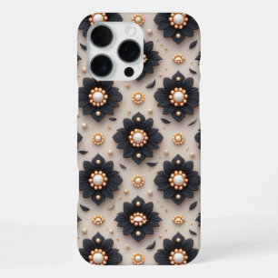 Mitternachts-Blumen-Eleganz ✨Schwarze Blüten-Perle iPhone 16 Pro Max Hülle