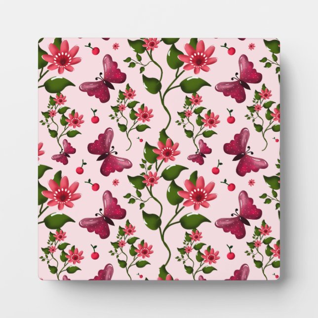 Mitternachts-Blüten-Schmetterling-Blumen-Matching- Fotoplatte (Vorderseite)