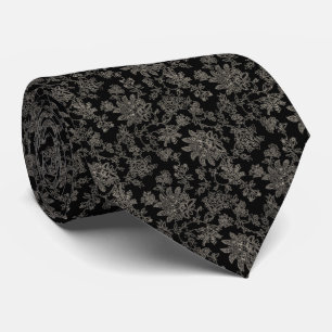 Mitternachts-Blüten-Spitzen-Blumenmuster-Hochzeit Krawatte