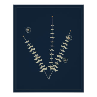 Mitternachts-Botanikstudie Vintage-Blumenposter Poster