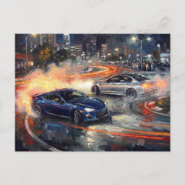 Mitternachts-Drift-Symphonie – Impasto-Ölgemälde # Postkarte