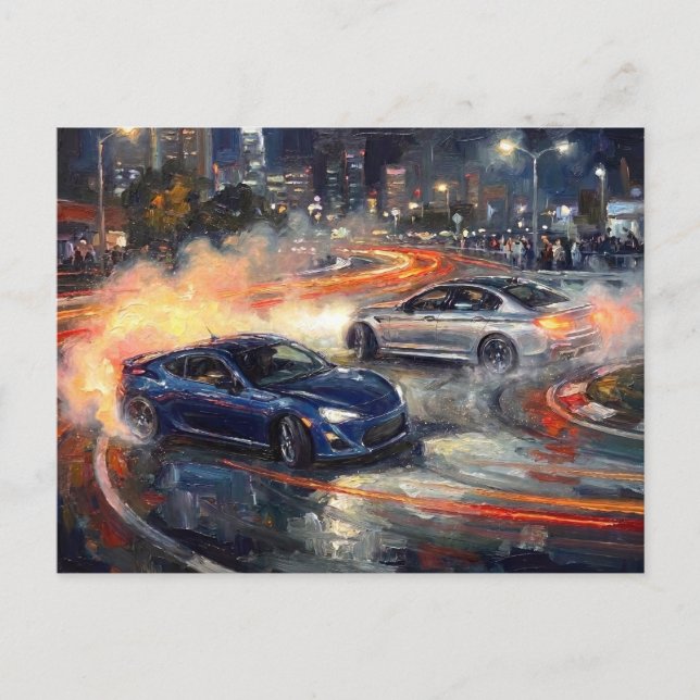 Mitternachts-Drift-Symphonie – Impasto-Ölgemälde # Postkarte (Vorderseite)