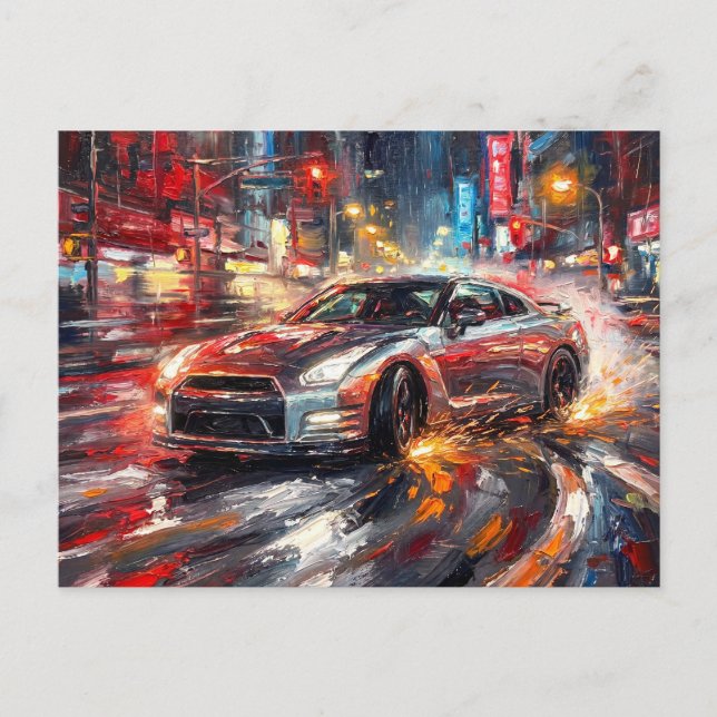 Mitternachts-Drift-Symphonie – Impasto-Ölgemälde # Postkarte (Vorderseite)