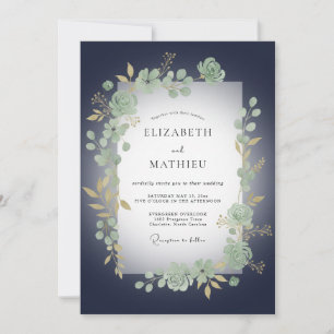 Mitternachts-Eukalyptus-Hochzeit Einladung