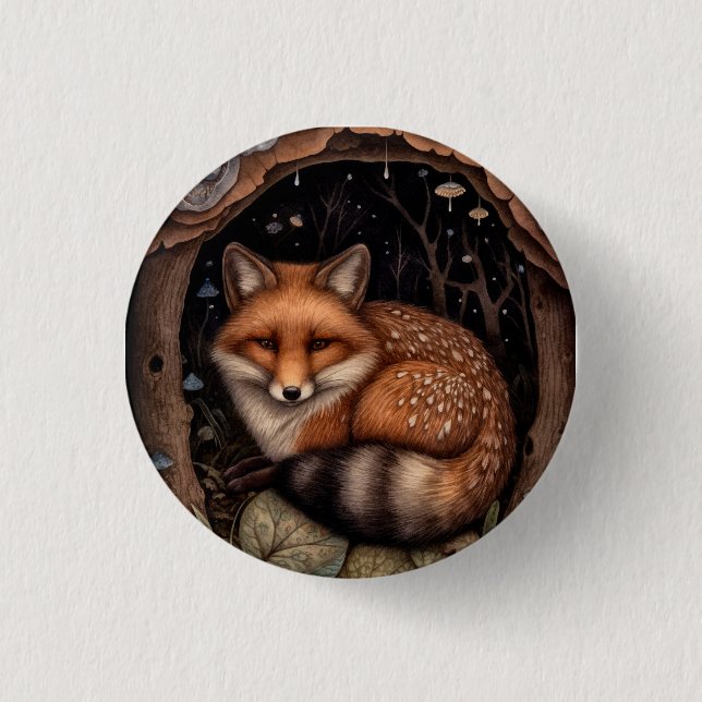 Mitternachts-Fuchs-Knopf Button (Vorderseite)