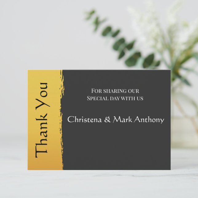 Mitternachts-Gold-Dankeskarten Dankeskarte (Stehend Vorderseite)