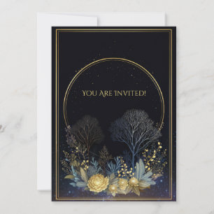 Mitternachts-Gold-Pfingstrose Himmels-Botanischer Einladung