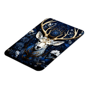 Mitternachts-Himmels-Blumen-Gotischer Hirsch  Magnet