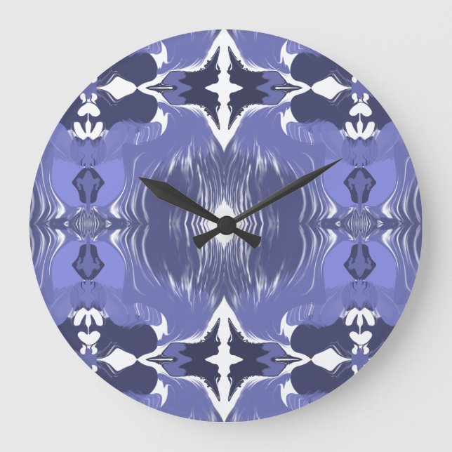 Mitternachts-Indigo-Kaleidoskop  Große Wanduhr (Vorderseite)