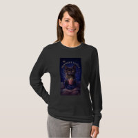 Mitternachts-Kakao-Schwarze-Katze-Langarm-T-Shirt