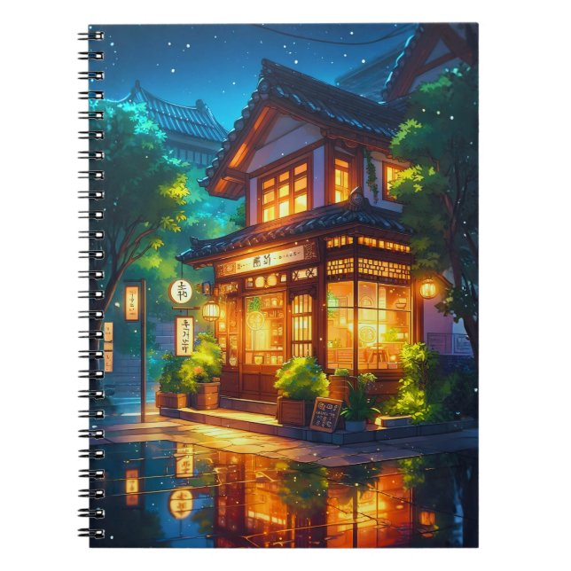 Mitternachts-Matcha – Cozy japanisches Lofi-Café Notizblock (Vorderseite)