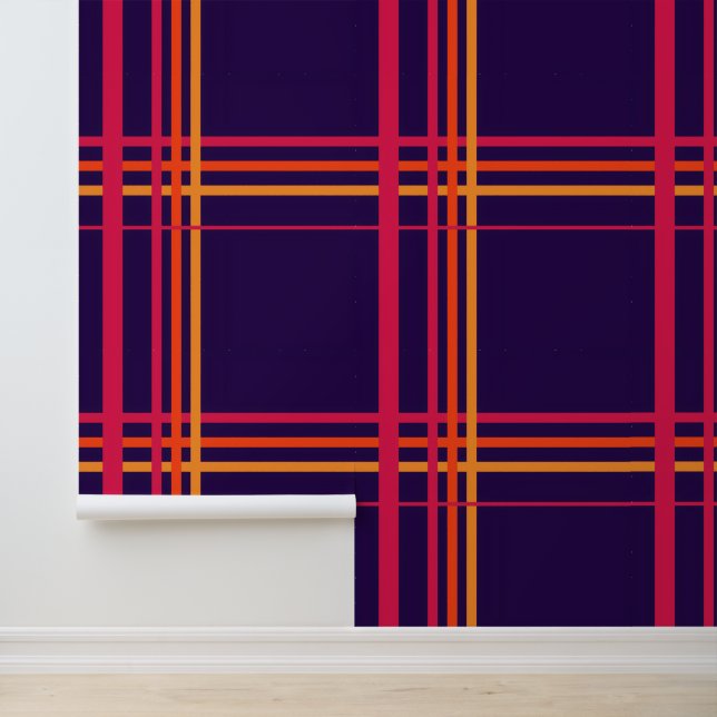 Mitternachts-Neon-Karo-Tartan Tapete (Anwendung)