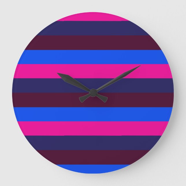 Mitternachts Neonstreifen Große Wanduhr (Vorderseite)