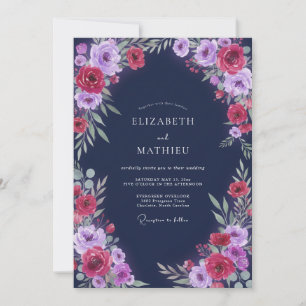 Mitternachts-Orchideen-Kranz-Hochzeit Einladung