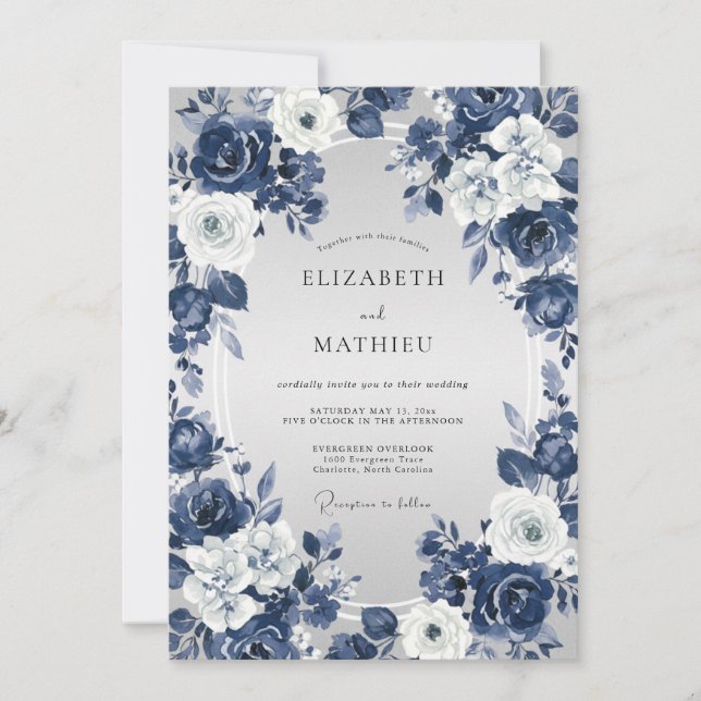Mitternachts-Rosen-Hochzeit Einladung (Vorderseite)