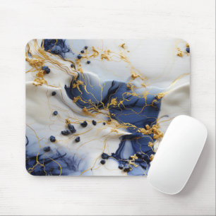 Mitternachts Saphir-Marmor mit Goldfäden Mousepad
