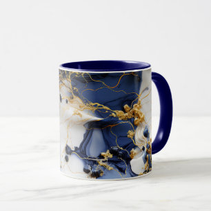 Mitternachts Saphir-Marmor mit Goldfäden Tasse