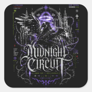 Mitternachts-Schaltkreis-Gothik-Cyberpunk-Grafik Quadratischer Aufkleber