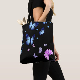 Mitternachts-Schmetterlings-Blumen-Schulter-Tote-T