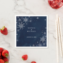 Mitternachts-Schneeflocken Winter Hochzeitsserviet Serviette