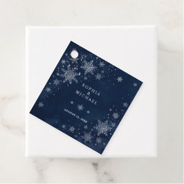 Mitternachts-Schneeflocken Winterhochzeit Geschenkanhänger