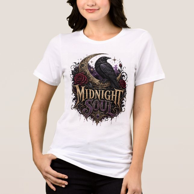 Mitternachts-Seelchen-Rabe Tri-Blend Shirt (Vorderseite)