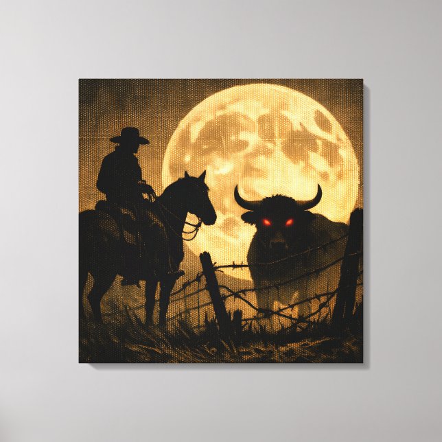 Mitternachts Showdown: Gothic Cowboy Leinwanddruck (Vorderseite)