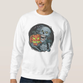 Mitternachts-Skelett mit Kürbis-Glanz Sweatshirt