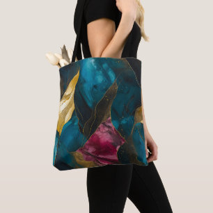 Mitternachts-Teal- und Goldmarmor-Fusion