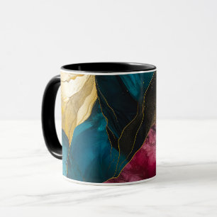 Mitternachts-Teal- und Goldmarmor-Fusion Tasse