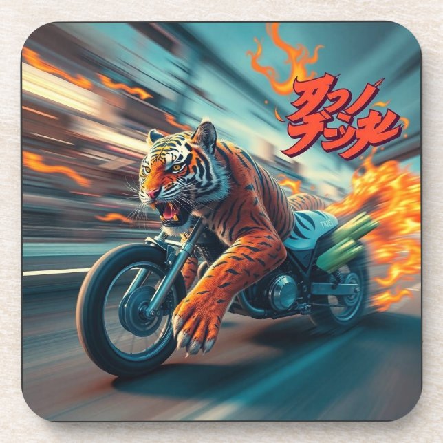 Mitternachts-Tiger-Reiter Getränkeuntersetzer (Vorderseite)