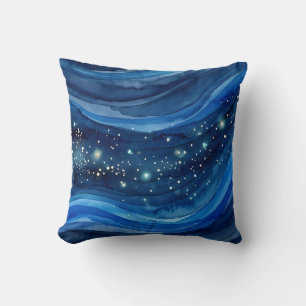 Mitternachts-Wasserfarben-Galaxie Kissen