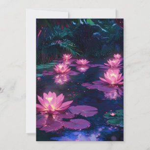 Mitternachts-Zen-Natur Rosa Lotus-Teich Ankündigung