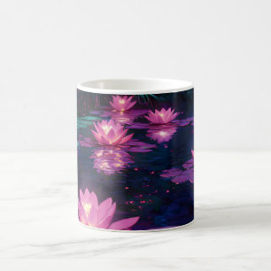Mitternachts-Zen-Natur Rosa Lotus-Teich Kaffeetasse