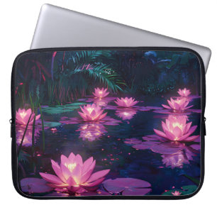 Mitternachts-Zen-Natur Rosa Lotus-Teich Laptopschutzhülle