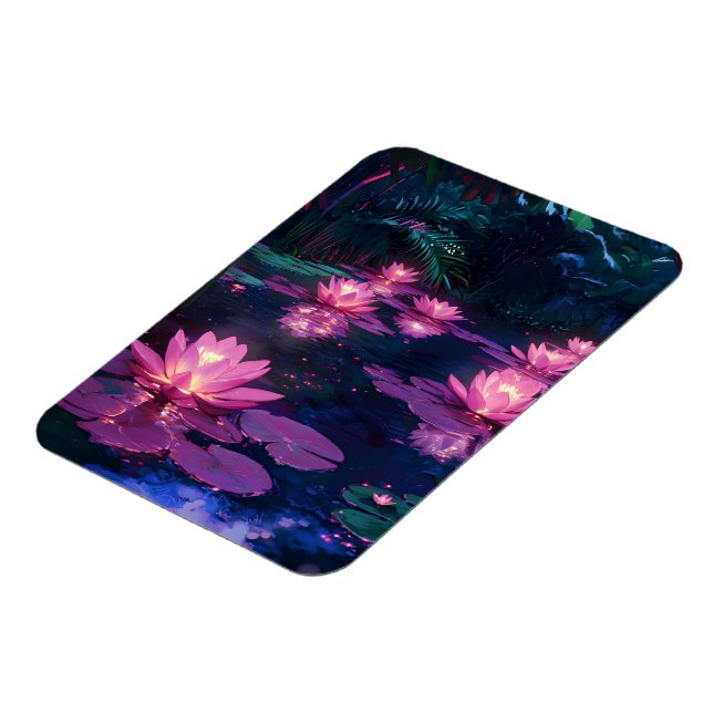 Mitternachts-Zen-Natur Rosa Lotus-Teich Magnet (Linke Seite)