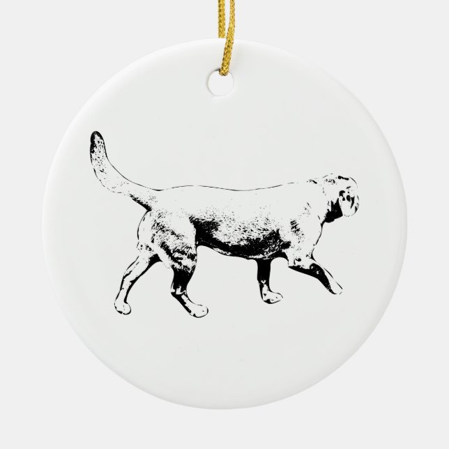 Mitternachtsallee Lab-Spaziergang Keramik Ornament (Vorne)