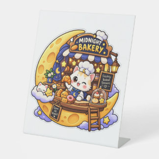 Mitternachtsbäckerei Cute Kawaii Katzenbäckerei Na Sockelschild