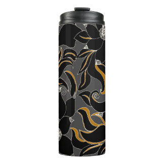Mitternachtsblätter - elegantes Blumenmuster Thermosbecher