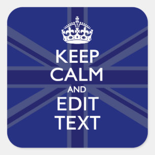 Mitternachtsblau Behalte Ruhe, um Ihren Text-Union Quadratischer Aufkleber