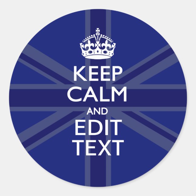 Mitternachtsblau Behalte Ruhe, um Ihren Text-Union Runder Aufkleber (Vorderseite)