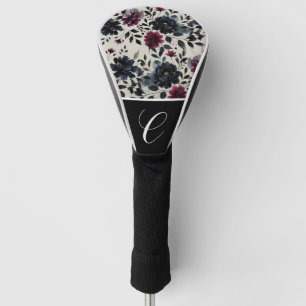 Mitternachtsblau Burgund Tintenblau Floral Mandel Golf Headcover