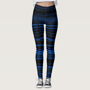 Mitternachtsblau Einzigartig Modernes Streifenmust Leggings