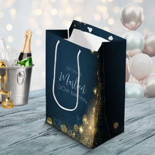 Mitternachtsblau funkelndes Gold Mittlere Geschenktüte